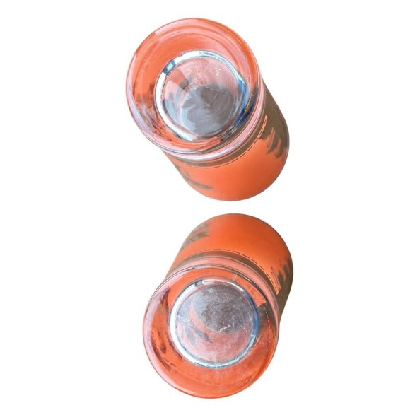 Vintage Glass Tumblers Gold Leaf Design Coral Set 2 - Picture 4 of 4